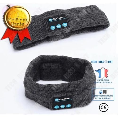 Td® Bandeau Électronique Écouteurs Intégrés Homme Femme Kit Main Libre Appel Réponse Musique Sport Bandeau High Tech Color Gris Fonc