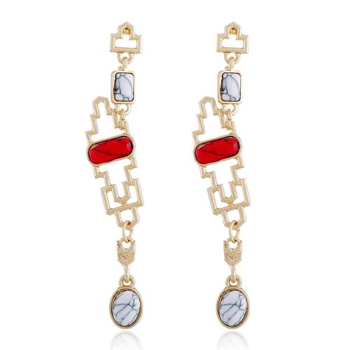 Boucles D'oreilles Pendantes En Alliage Pour Femmes Et Filles, A La Mode, Avec Pendentif En Pierre, Decoration Ez1259