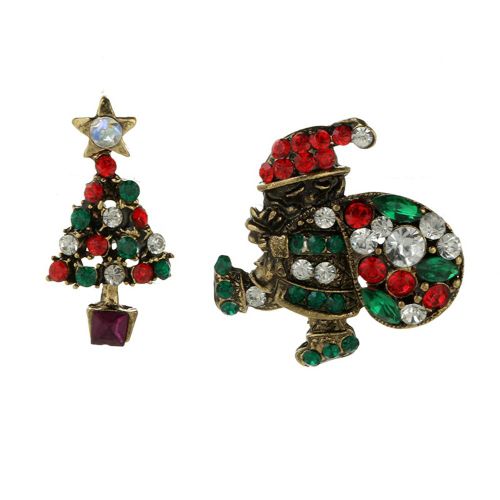 Broche De Noel Retro Style Occidental En Alliage De Strass, Accessoire Pour Vetements