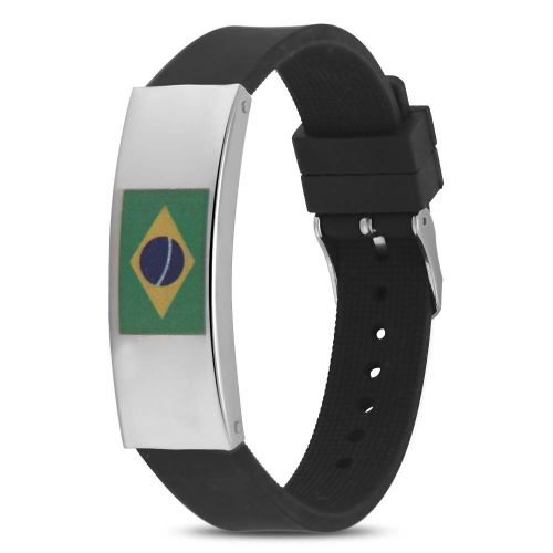 Bracelet En Silicone Pour Homme Avec Motif De Drapeaux Nationaux Pour Les Fans De Football (Bresil)