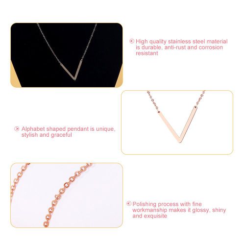 Colliers Tendance En Acier Inoxydable Avec Pendentif En Forme D'alphabet, Or Rose V
