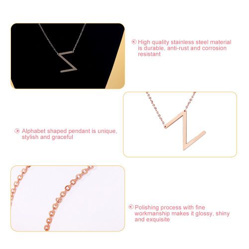 Colliers Tendance En Acier Inoxydable Avec Pendentif En Forme D'alphabet, Or Rose, Z