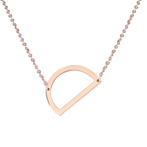 Colliers Tendance En Acier Inoxydable Avec Pendentif En Forme D'alphabet, Or Rose D