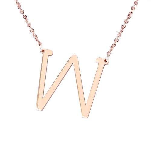 Colliers Tendance En Acier Inoxydable Avec Pendentif En Forme D'alphabet, Or Rose, Taille M