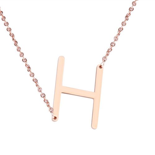 Colliers Tendance En Acier Inoxydable Avec Pendentif En Forme D'alphabet, Or Rose H