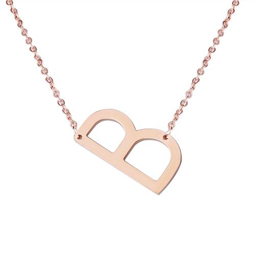 Colliers Tendance En Acier Inoxydable Avec Pendentif En Forme D'alphabet, Or Rose B