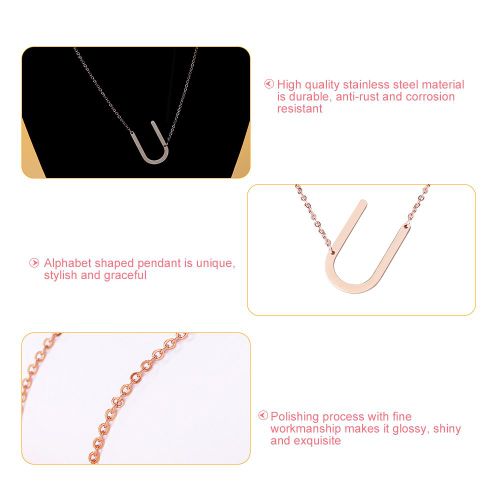 Colliers Tendance En Acier Inoxydable Avec Pendentif En Forme D'alphabet, Or Rose, U