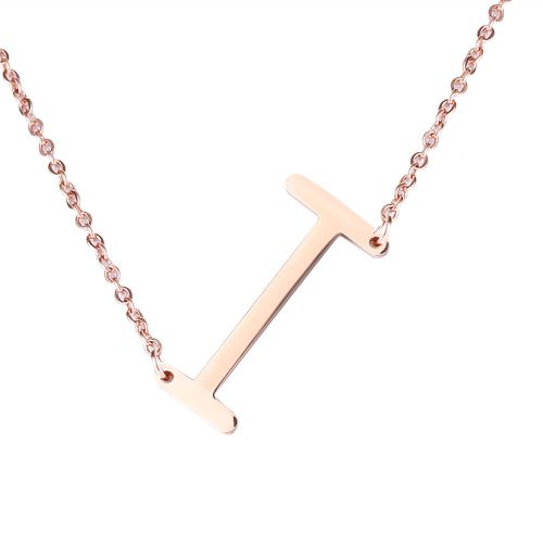 Colliers Tendance En Acier Inoxydable Avec Pendentif En Forme D'alphabet, Or Rose I