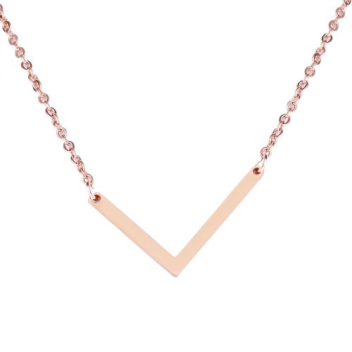 Colliers Tendance En Acier Inoxydable Avec Pendentif En Forme D'alphabet, Or Rose L