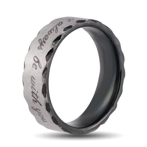 Bague De Fiancailles Ronde En Acier Titane Pour Homme Et Femme, Sertie De Strass (7#, Or Noir, Homme)