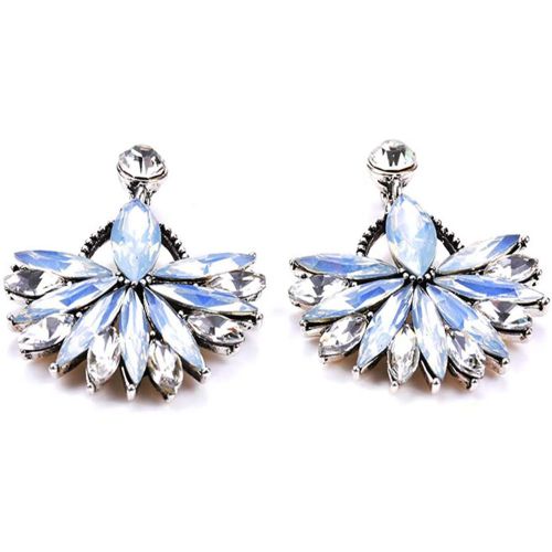 Boucles D'oreilles Tendance Pour Femmes, Pendentif En Cristal En Forme De Fleur (Bleu Clair)