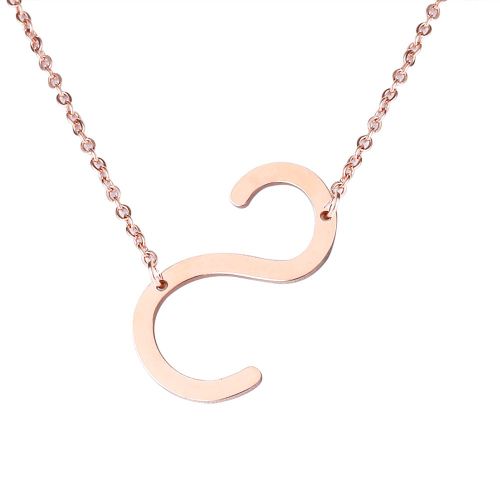 Colliers Tendance En Acier Inoxydable Avec Pendentif En Forme D'alphabet, Or Rose S