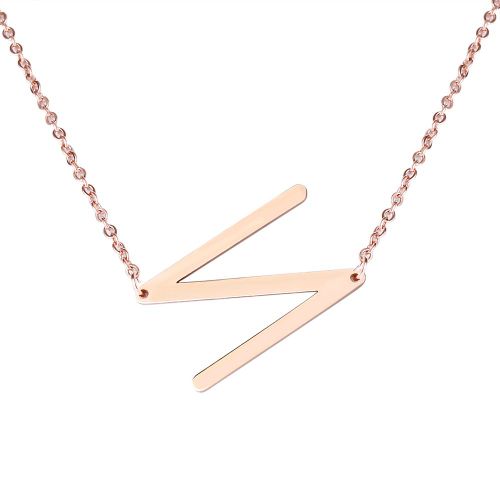 Colliers Tendance En Acier Inoxydable Avec Pendentif En Forme D'alphabet, Or Rose N