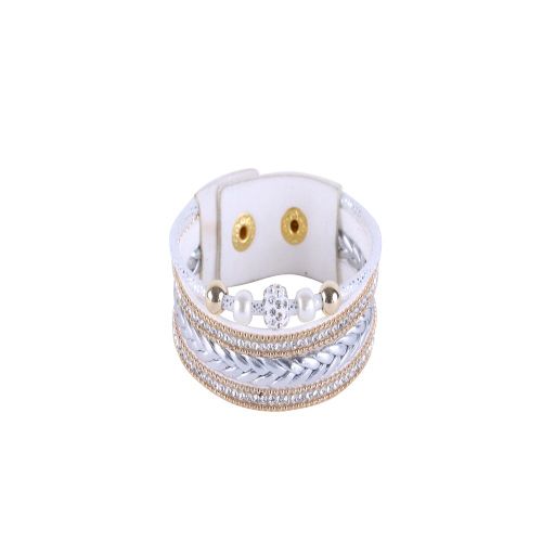 Bracelet En Velours Et Strass Tendance, Accessoires De Bijouterie Tisses Avec Perles (Blanc)