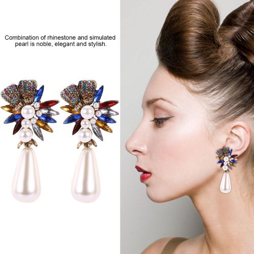 Boucles D'oreilles Pendantes Pour Femmes, Perles Synthetiques, Strass, Fete, Mariage, Multicolores