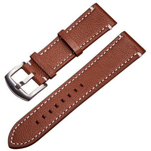 Bracelet De Montre En Cuir Double Face Avec Boucle En Acier Inoxydable, Accessoire De Remplacement, Marron Clair