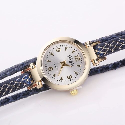 Montre-Bracelet A Quartz Duoya Pour Femme, Magnifique Montre-Bracelet Decorative A Motif Papillon (Bleu Roi)