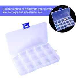 Boite a bijoux portable et reglable en plastique, etui de rangement pour boucles d'oreilles, organiseur pour la maison