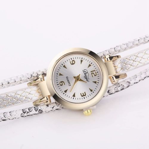 Montre-Bracelet A Quartz Duoya Pour Femme, Magnifique Montre-Bracelet Decorative A Motif Papillon (Blanc)