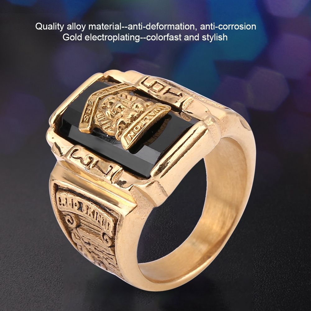 Bague En Plaque Or Style Retro Hip-Pop Pour Homme, Accessoire Tendance Avec Tete De Lion (#9)