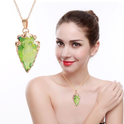 Collier Chaine Reglable Avec Pendentif En Forme De Goutte En Faux Cristal Pour Femme (Vert)