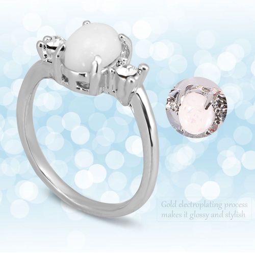 Bague De Fiancailles Ronde En Alliage Pour Femme, A La Mode, Avec Decoration En Pierres Precieuses Artificielles, 5#