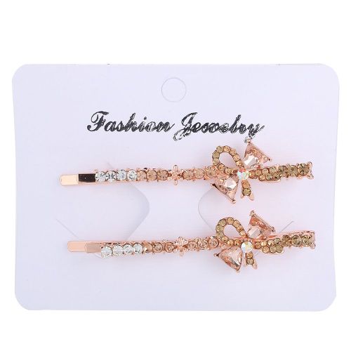 Paire De Jolies Barrettes A Strass Avec Motif Hari, Accessoires Cadeau (207champagne)