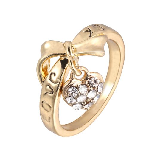 Bague Ronde En Cuivre Avec Pendentif En Forme De Cour Et Noud Papillon Pour Femme (#9)