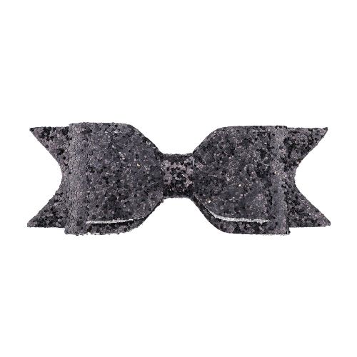 Pince A Cheveux Avec Noud Papillon Pour Femme Et Fille, Accessoire Decoratif A Paillettes (Noir)