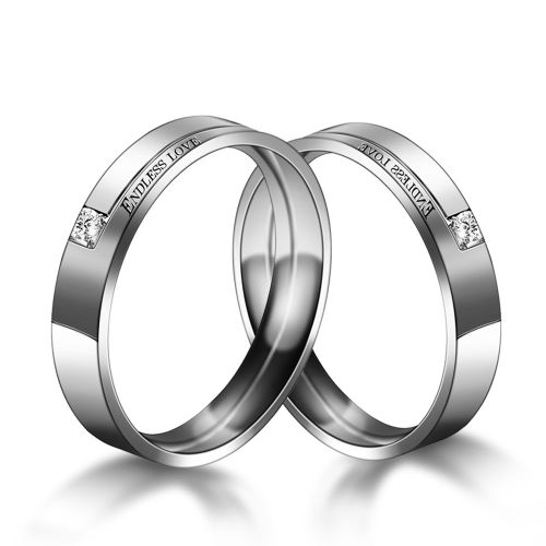 Bague Ronde En Acier Titane Et Zircon Pour Couple, Homme Et Femme (N¡Ã 8)