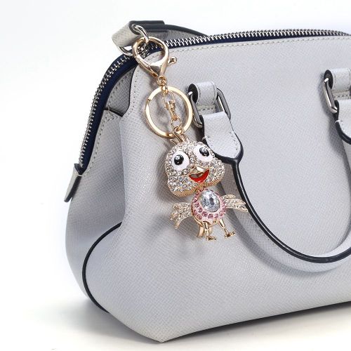 Porte-Cles En Alliage Avec Motif Canard Mignon Et Strass (Rose)