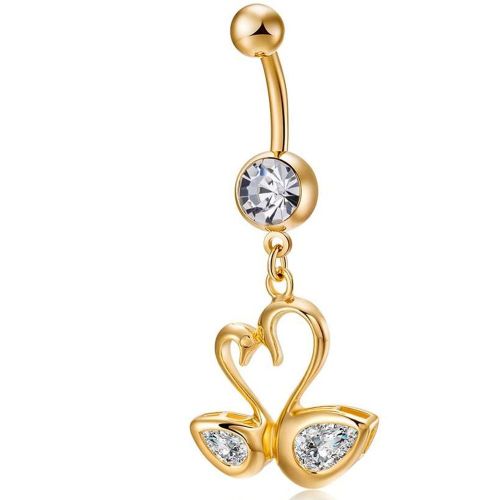 Piercing De Nombril En Acier Inoxydable Avec Pendentif Decoratif En Zircon