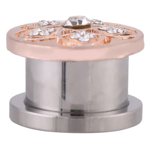 1 Piercing Tunnel D'oreille Creux En Acier Inoxydable Avec Strass (14 Mm)
