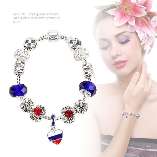 Bracelet En Alliage De Zinc Pour Homme Et Femme Avec Pendentif Drapeau Russe (18 Cm)