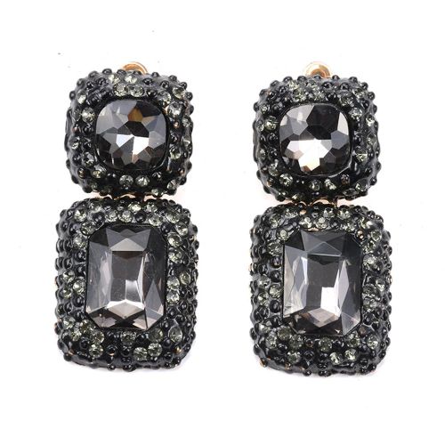 1 Paire De Boucles D'oreilles Tendance Pour Femme, Avec Strass, Pour Fete (Gris)