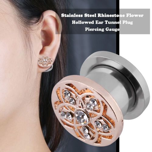 1 Piercing Tunnel D'oreille Creux En Acier Inoxydable Avec Strass (10 Mm)