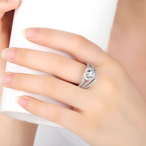 Bague Double Couche En Cuivre Rond Pour Amoureux, Avec Decoration En Forme De Cour En Zircon (6#)