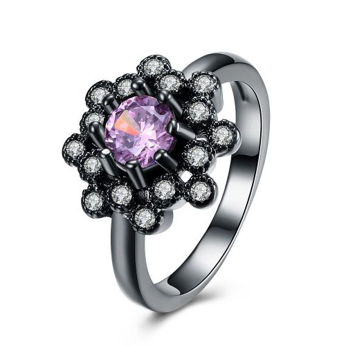 Bague De Fiancailles Ronde En Cuivre Pour Femme, A La Mode, Avec Decoration En Zircon (9#)