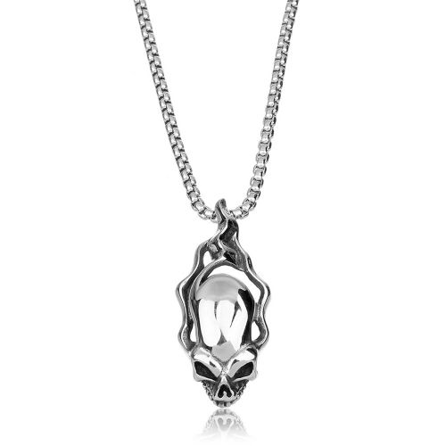 Collier Avec Pendentif Tete De Mort Pour Homme, Accessoire Tendance Et Exquis
