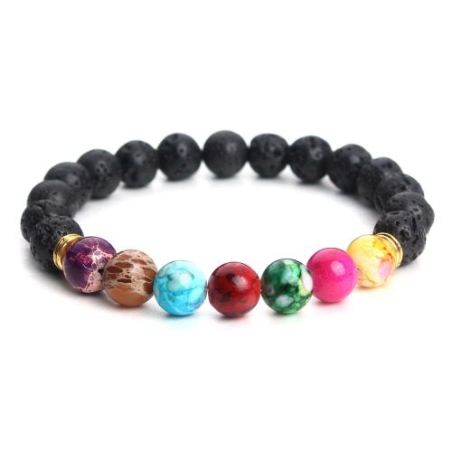 Bracelet Elegant En Pierre De Lave Coloree Regalite, Perles Tendance, Chaine De Bracelet Diy, Bijoux