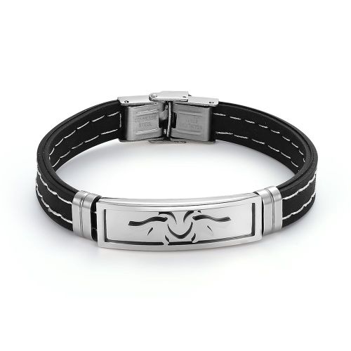 Bracelet Jonc Tendance En Alliage Fait Main Avec Boucle Et Breloque En Pu Pour Hommes Et Femmes, Accessoires De Bijoux