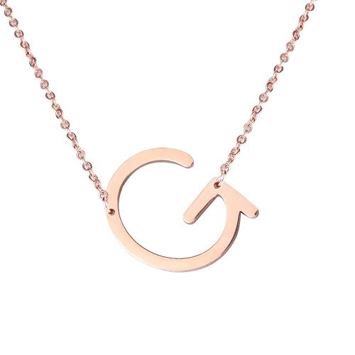 Colliers Tendance En Acier Inoxydable Avec Pendentif En Forme D'alphabet, Or Rose G
