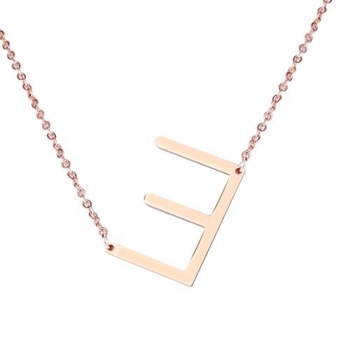 Colliers Tendance En Acier Inoxydable Avec Pendentif En Forme D'alphabet, Or Rose E