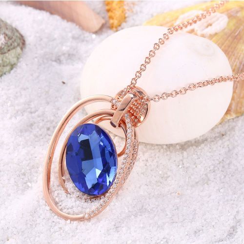 Collier Pendentif En Strass A La Mode Pour Femme, 2 Types De Bijoux (Or Rose)