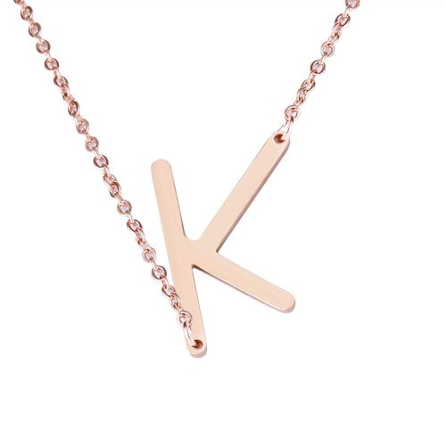 Colliers Tendance En Acier Inoxydable Avec Pendentif En Forme D'alphabet, Or Rose K