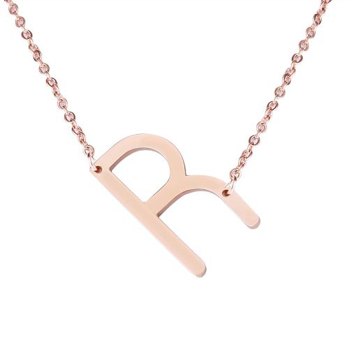 Colliers Tendance En Acier Inoxydable Avec Pendentif En Forme D'alphabet, Or Rose R
