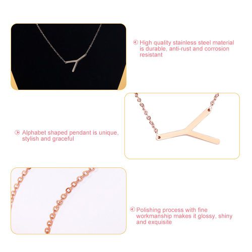 Colliers Tendance En Acier Inoxydable Avec Pendentif En Forme D'alphabet En Or Rose Y