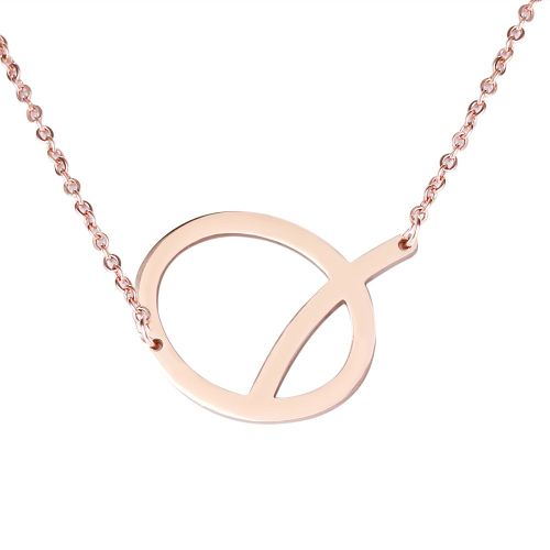Colliers Tendance En Acier Inoxydable Avec Pendentif En Forme D'alphabet, Or Rose Q