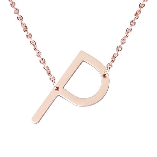 Colliers Tendance En Acier Inoxydable Avec Pendentif En Forme D'alphabet, Or Rose P