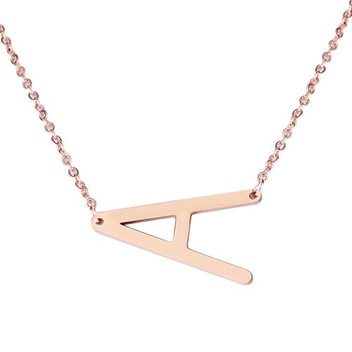 Colliers Tendance En Acier Inoxydable Avec Pendentif En Forme D'alphabet, Or Rose A